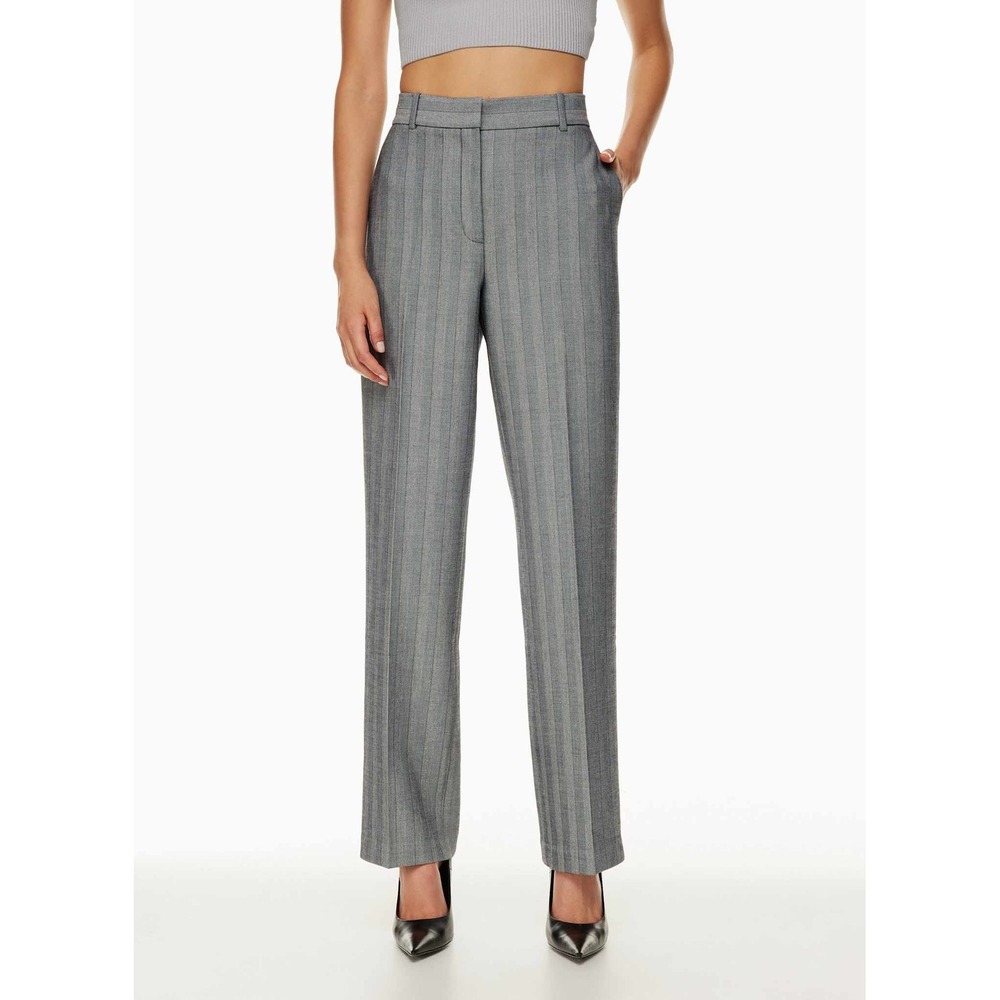 Babaton Agency Pant Grey Herringbone Pinstripe High Waisted Trousers Size 0